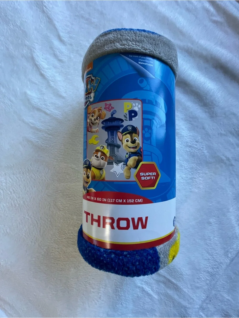 Paw Patrol Blue Plush Kids Throw Blanket with Character Design